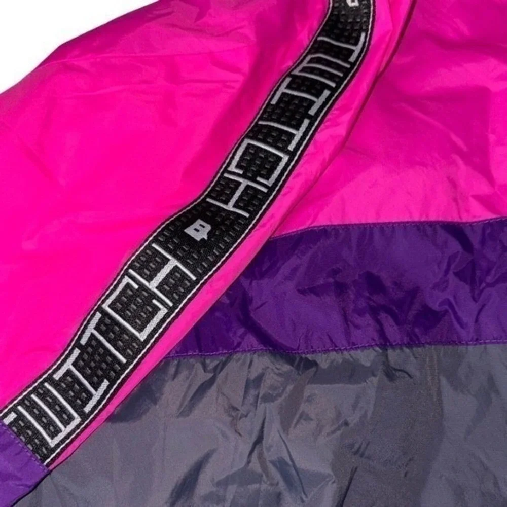 Twitch‎ Windbreaker Jacket Small Pink Purple Colorblock Hooded Full Zip Streamer